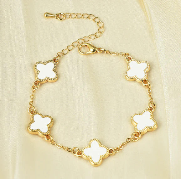 White & Gold Clover Bracelet