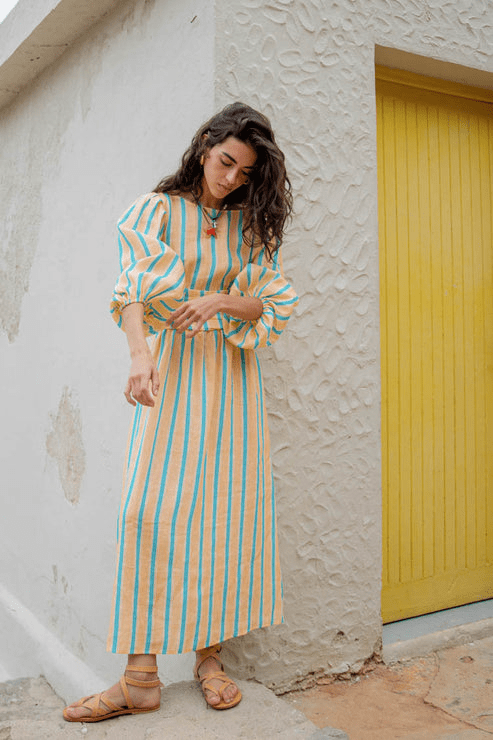 Charlotte striped midi dress