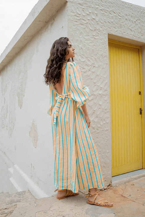 Charlotte striped midi dress